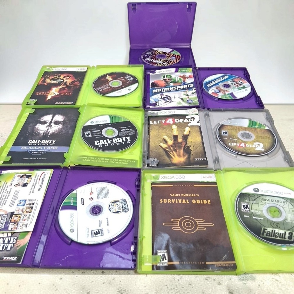 Xbox 360 7 Game Lot Left 4 Dead 2 Fallout 3 Resident Evil 5 Ghosts Just Dance 4